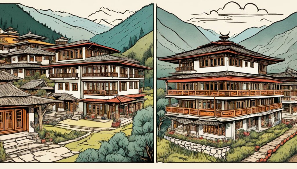 Regionale Unterschiede Übernachtungsoptionen Bhutan